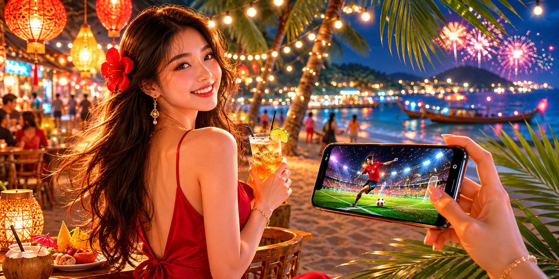 Người hâm mộ tại Phú Quốc xem bóng đá và theo dõi kèo trực tuyến vào buổi tối
